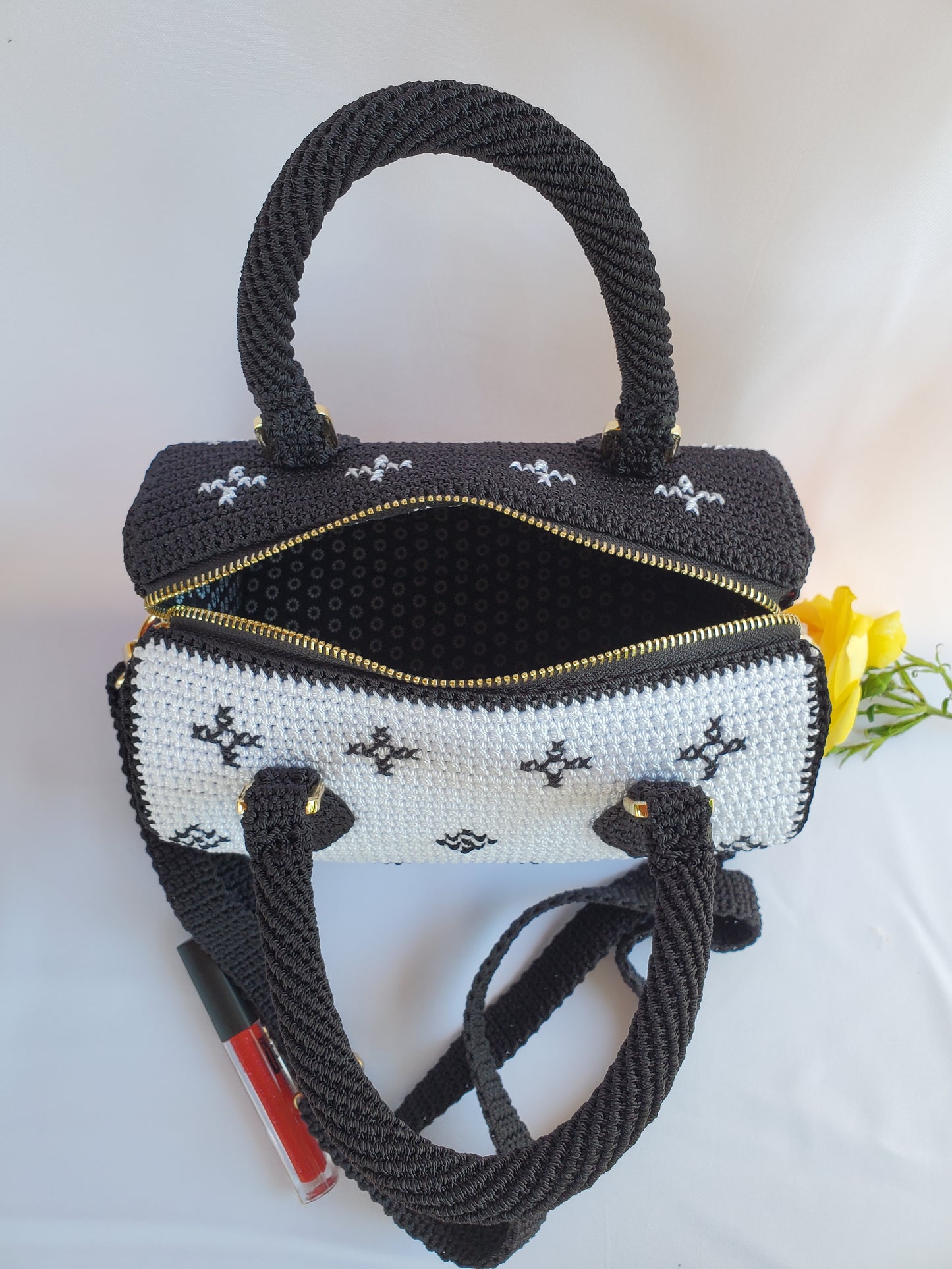 Sac Fourre-Tout inspiration Luxe Noir, Blanc et Rose