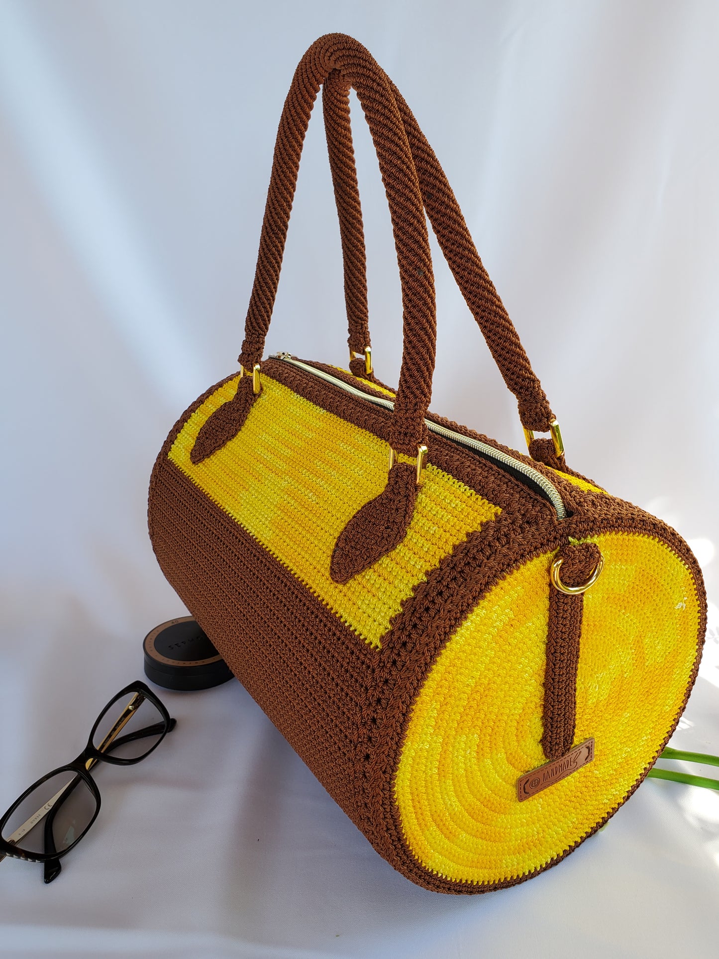 Sac Fourre-Tout grande contenance Jaune et Marron