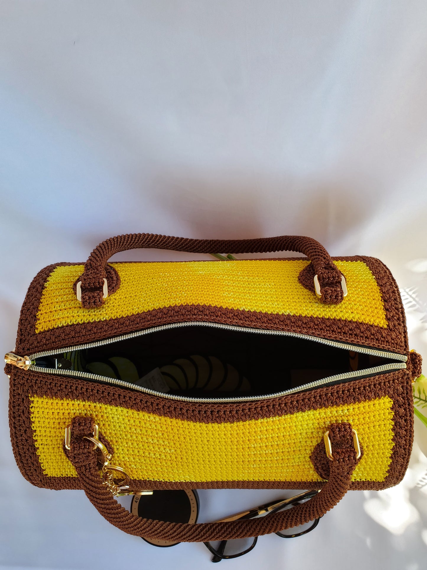 Sac Fourre-Tout grande contenance Jaune et Marron