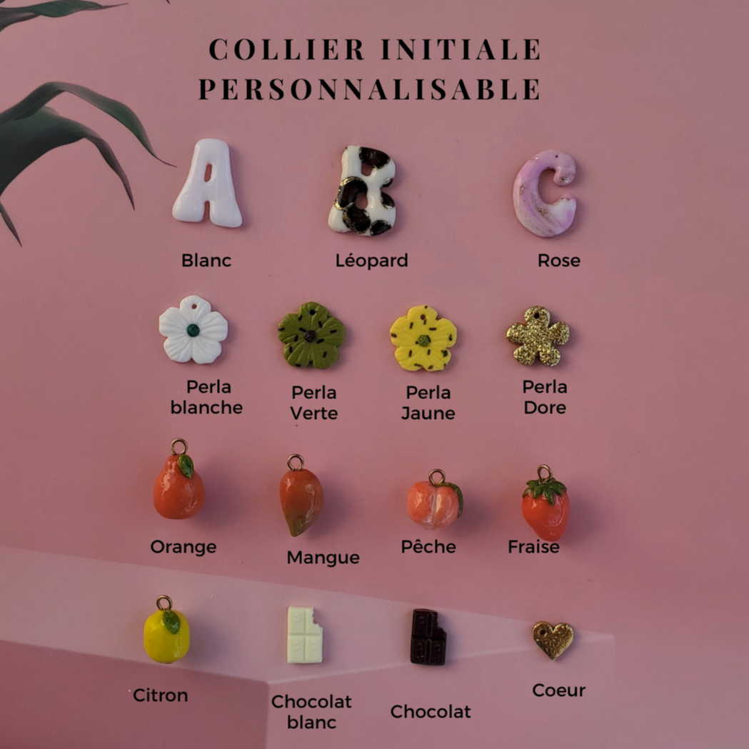 Collier Initiale + 4 Charms