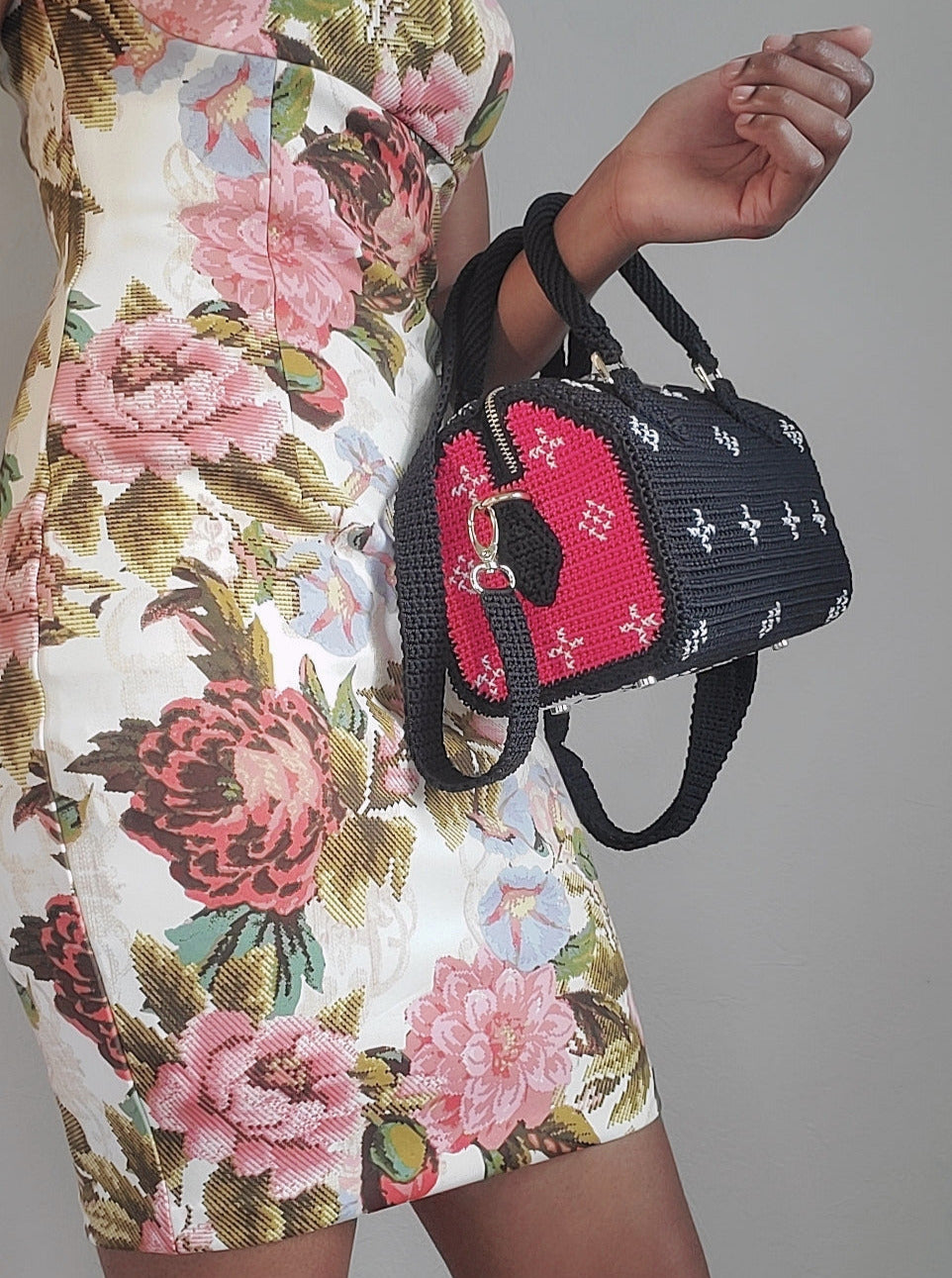 Sac Fourre-Tout inspiration Luxe Noir, Blanc et Rose
