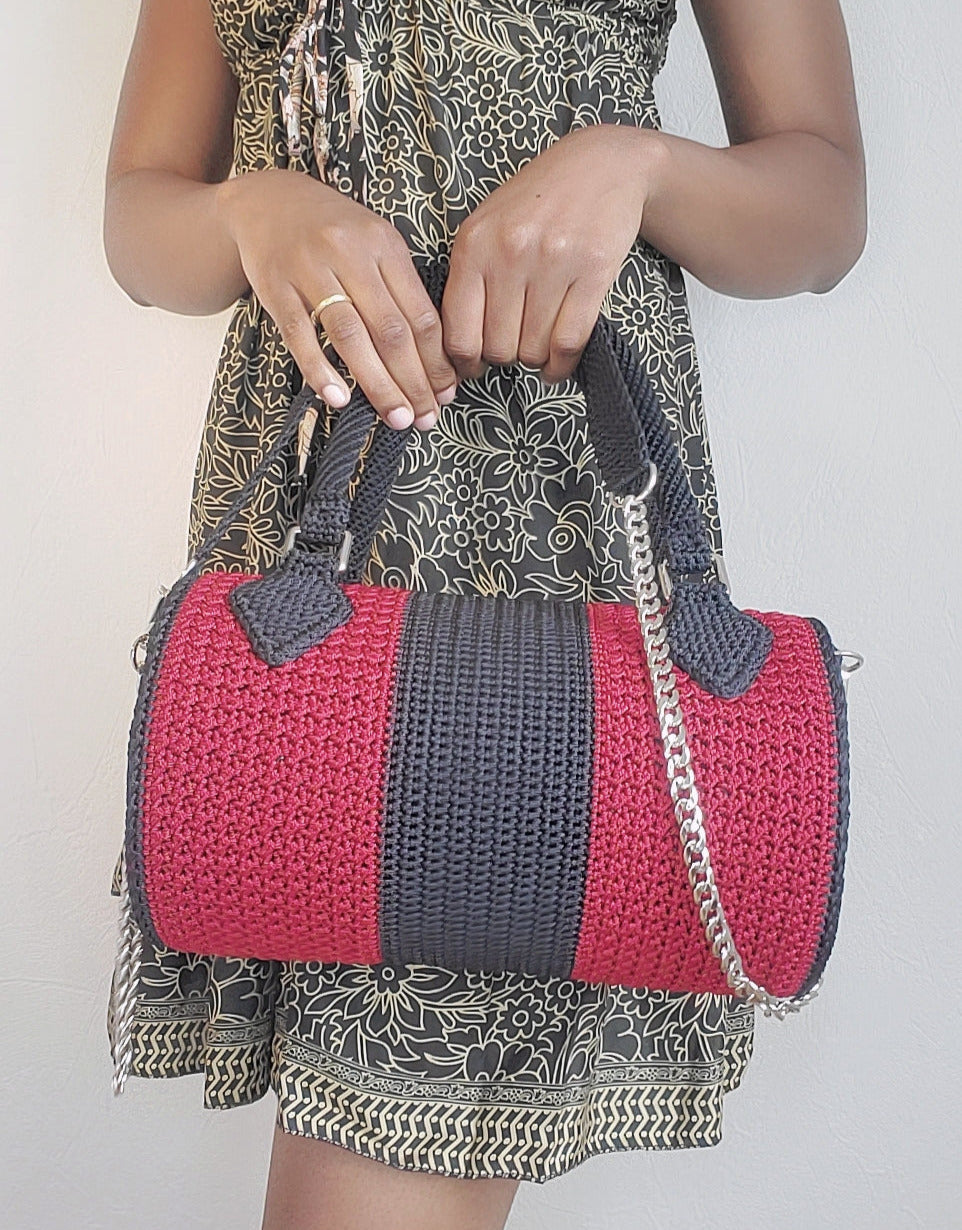 Sac Fourre-Tout Noir et Bordeaux