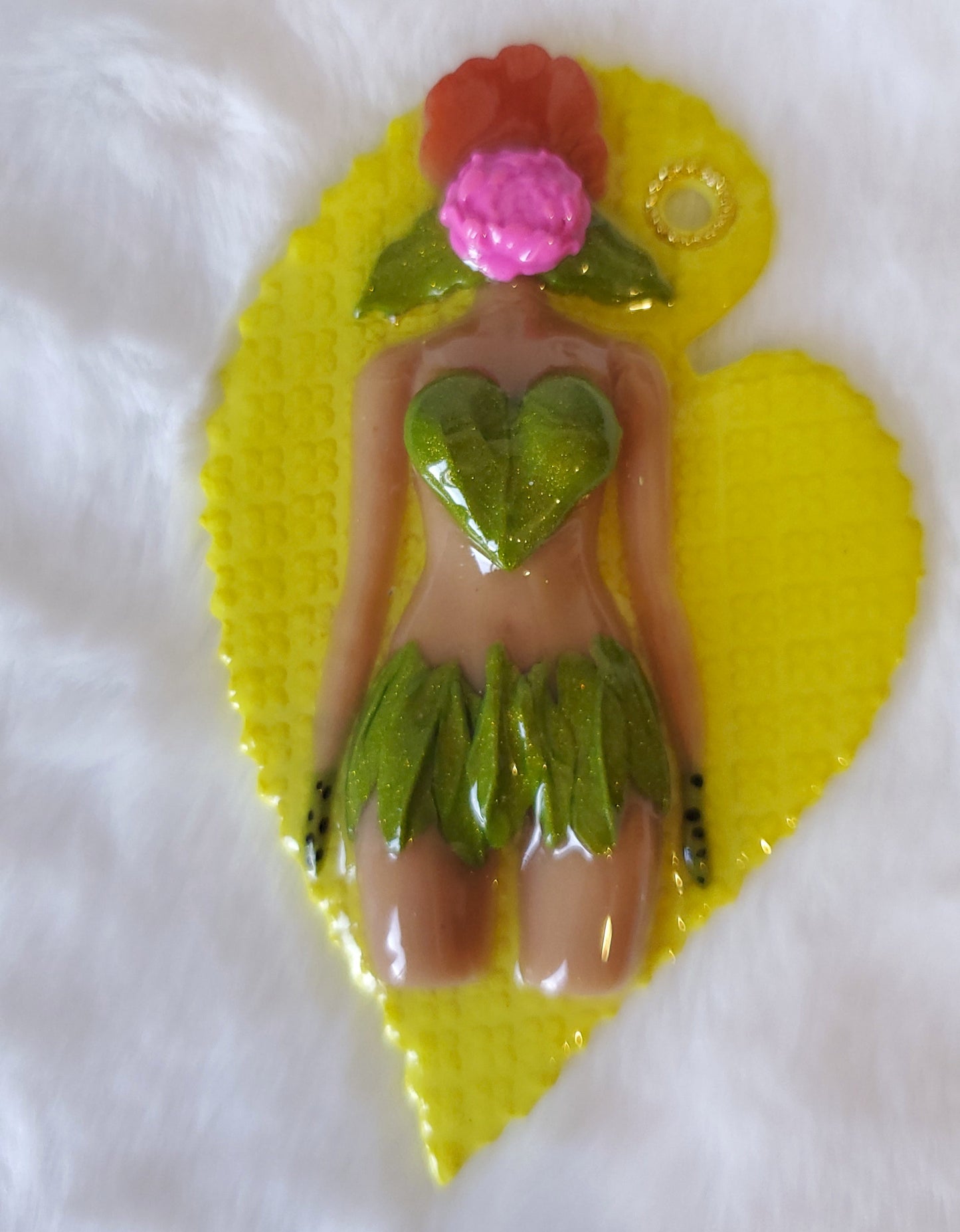 Bijou Eve - De face avec une fleur rose n°2
