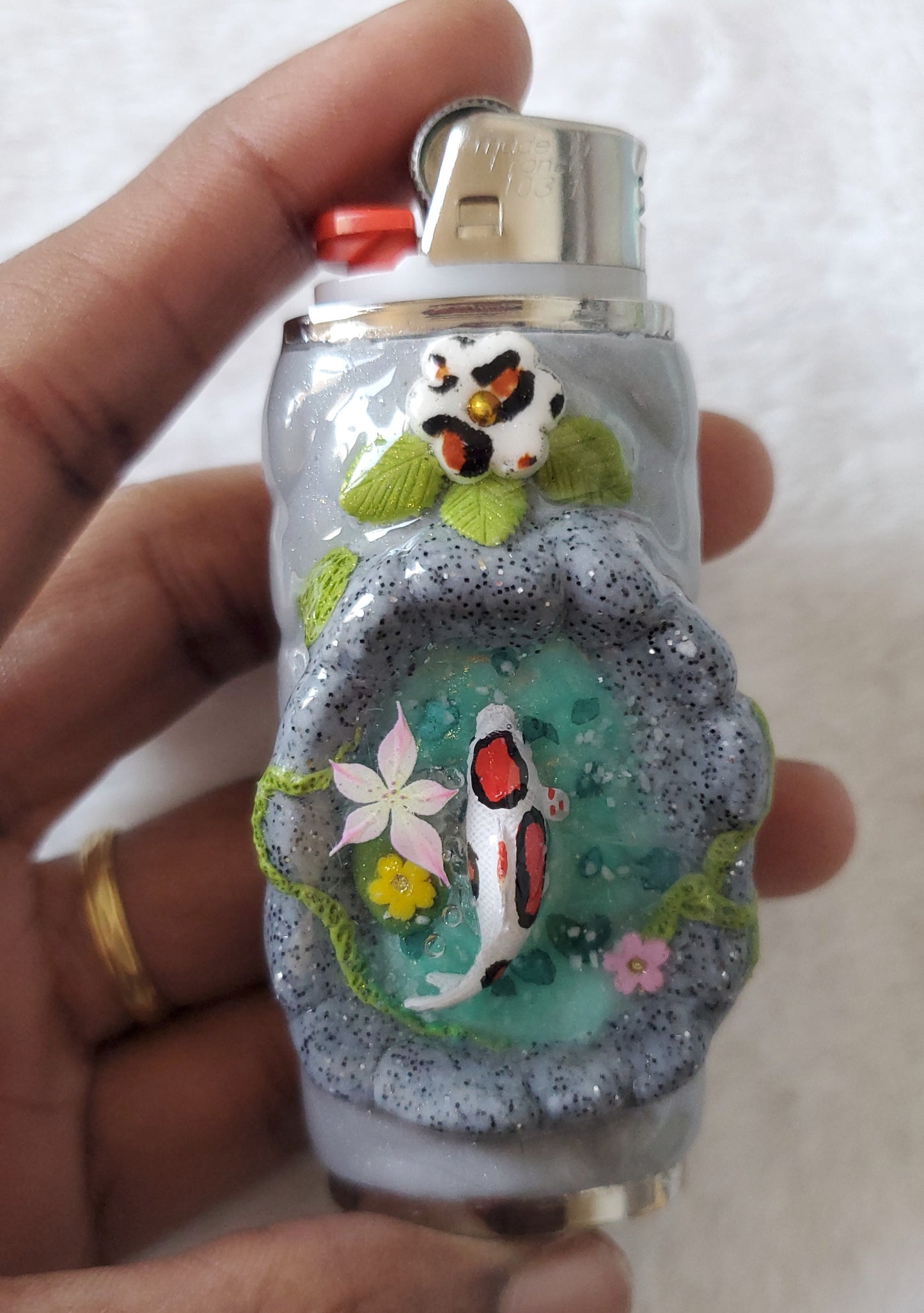 Etui Carpe Koï Etang Fleur