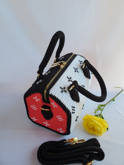Sac Fourre-Tout inspiration Luxe Noir, Blanc et Rose