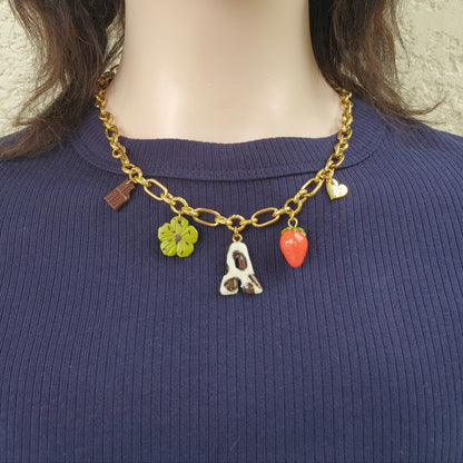 Collier Initiale + 4 Charms
