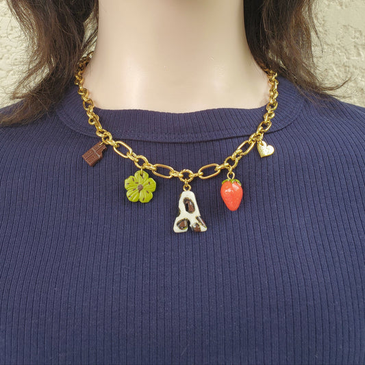 Collier Initiale + 4 Charms