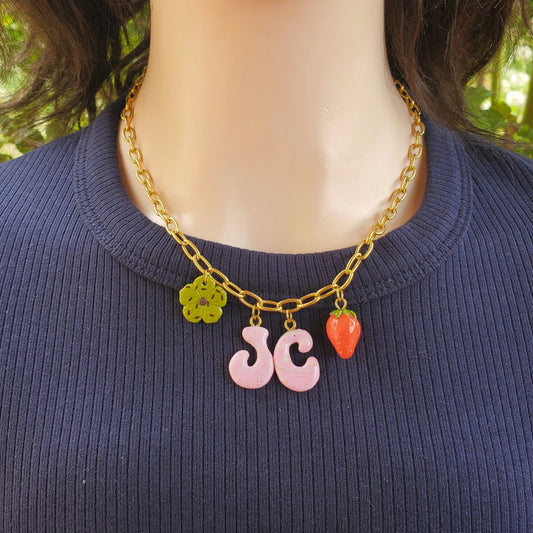 Collier Initiales + 2 Charms