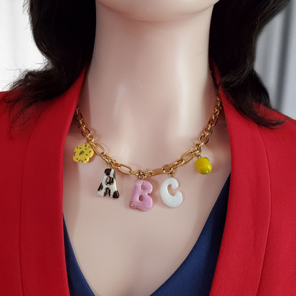 Collier Initiales + 2 Charms