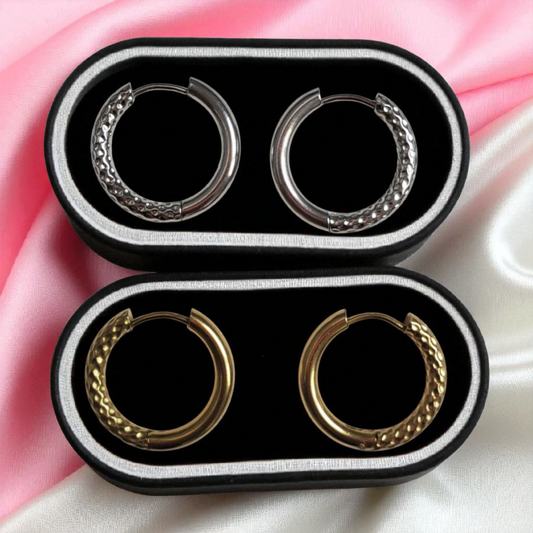 Créoles rondes martelées 22 mm