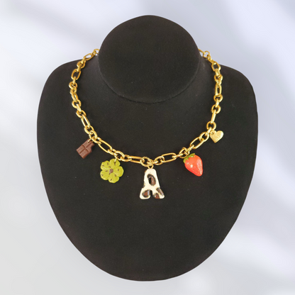 Collier Initiale + 4 Charms