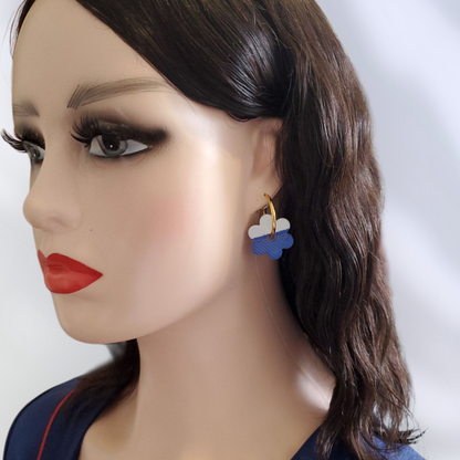 Pampilles Lara motif "jean" Blanc et Bleu