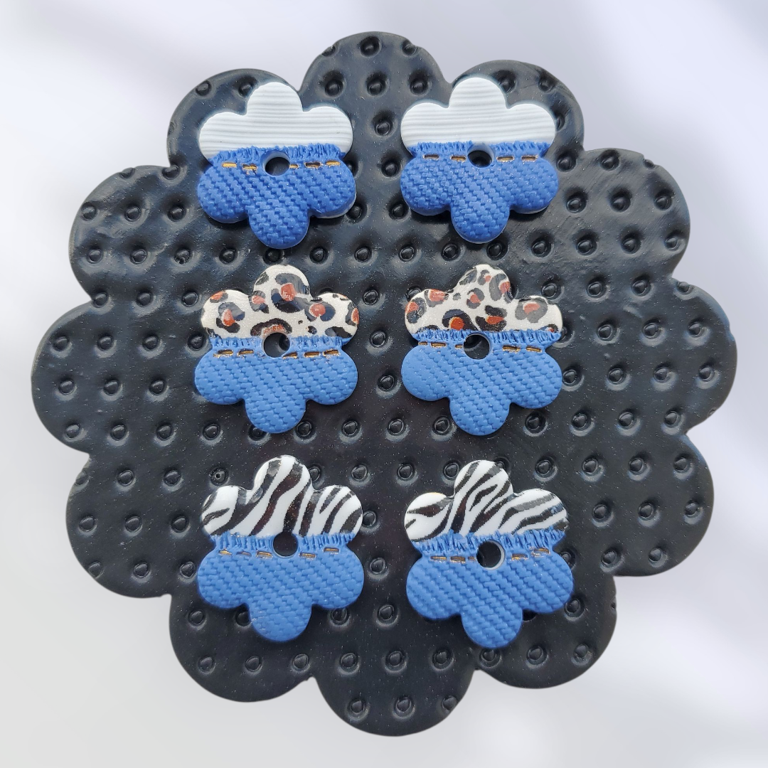 Pampilles Lara motif "jean" Blanc et Bleu