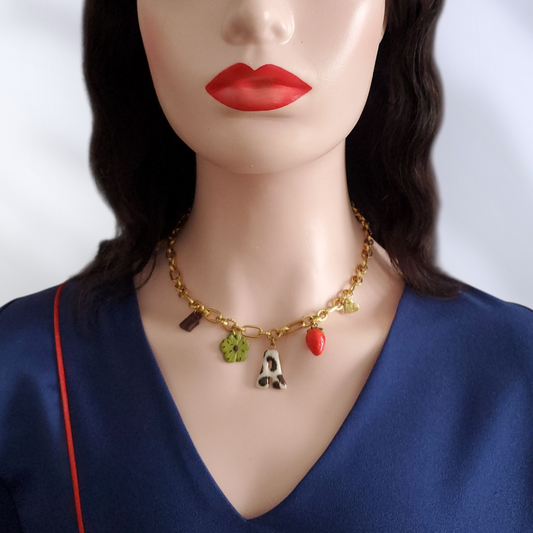 Collier Initiale + 4 Charms